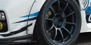 A close up shot of a car wheel